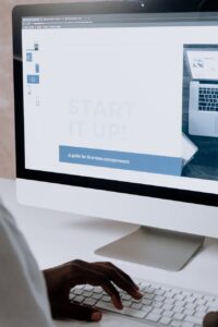 looking at a presentation on an imac